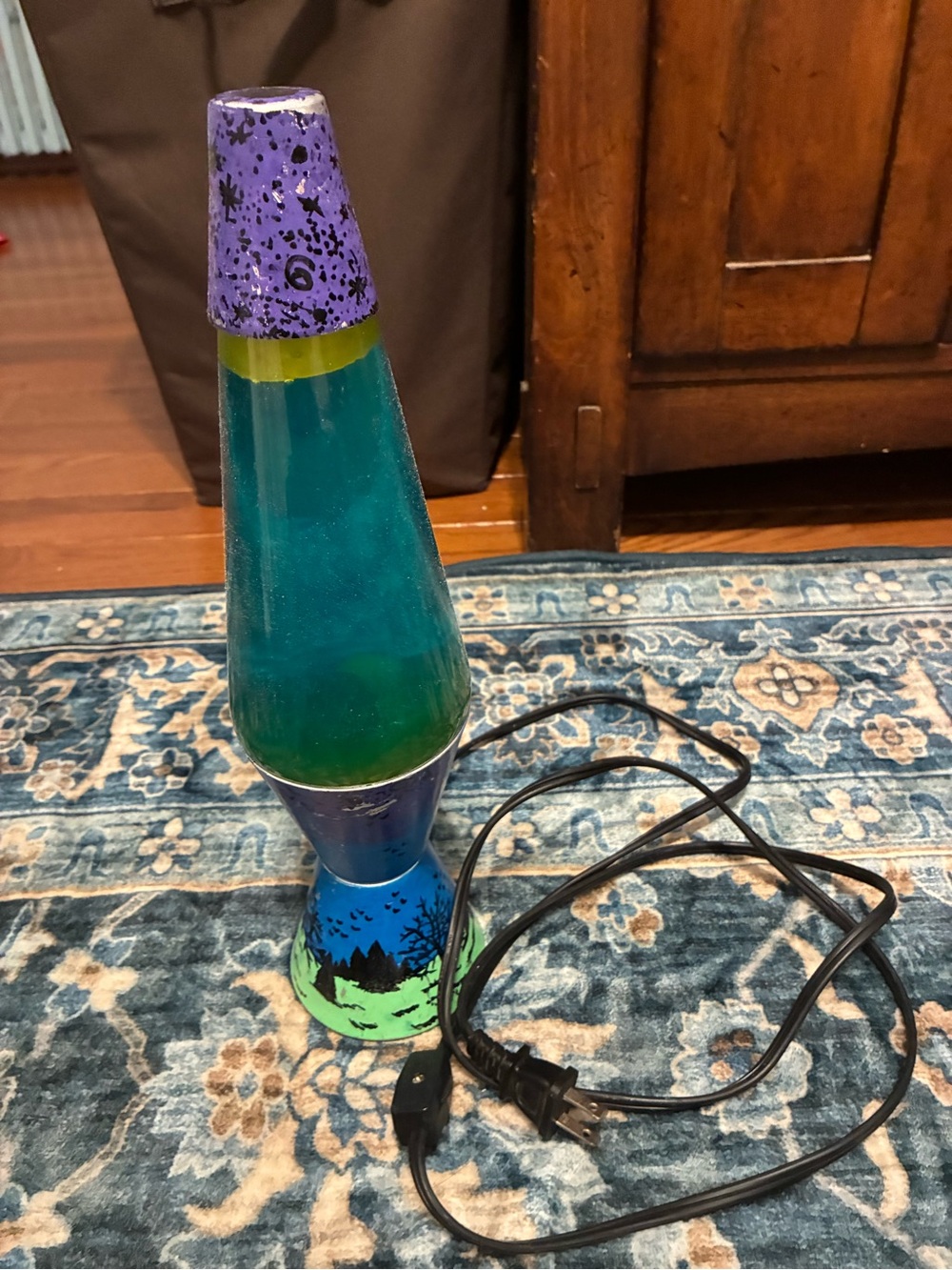 Hand painted Purple & Teal Lava Lamp